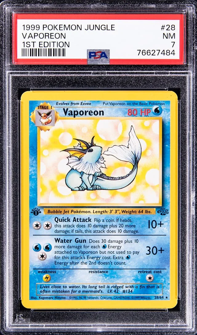 1999 Pokemon Jungle 1st Edition Vaporeon #28 card image