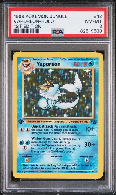 1999 Pokemon Jungle 1st Edition Vaporeon-Holo #12 card image