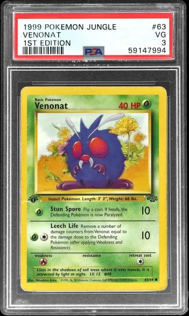 1999 Pokemon Jungle 1st Edition Venonat #63 card image