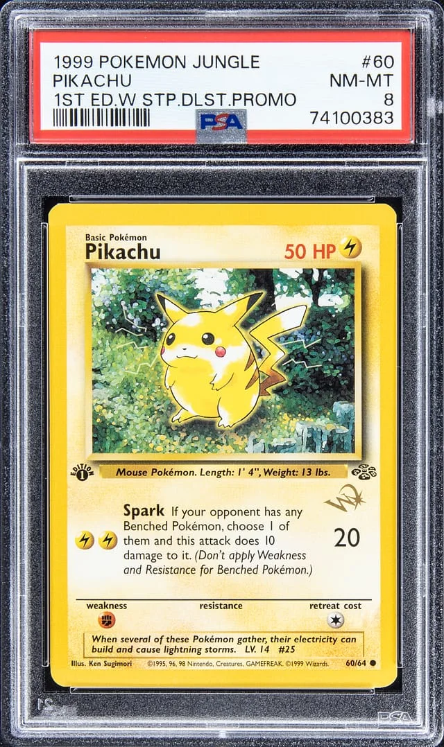 1999 Pokemon Jungle 1st Edition W Stamp Duelist Promo Pikachu #60 card image