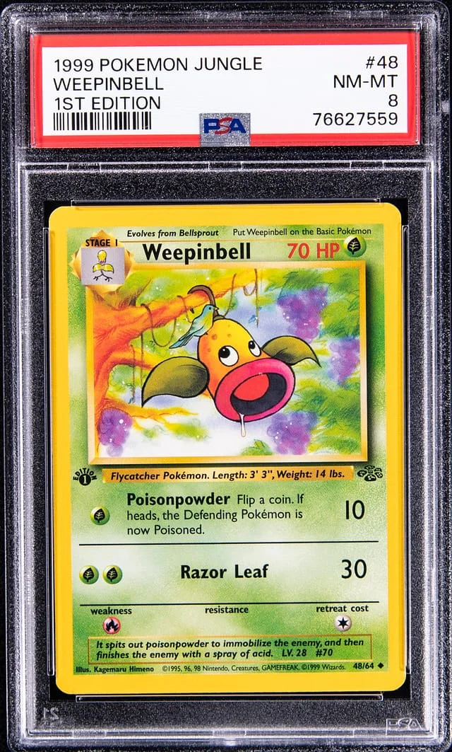 1999 Pokemon Jungle 1st Edition Weepinbell #48 card image