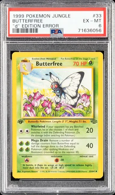 1999 Pokemon Jungle D Edition Error Butterfree #33 card image