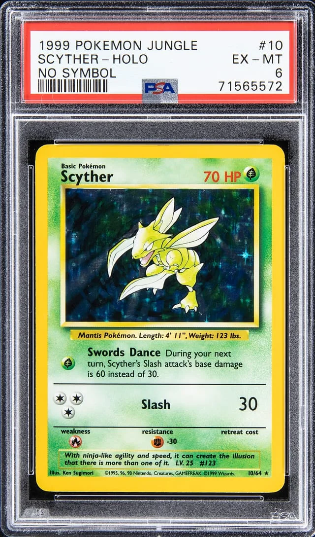 1999 Pokemon Jungle Holo - No Symbol Scyther #10 card image