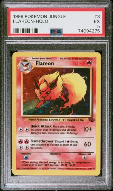 1999 Pokemon Jungle Holofoil Flareon #3 card image
