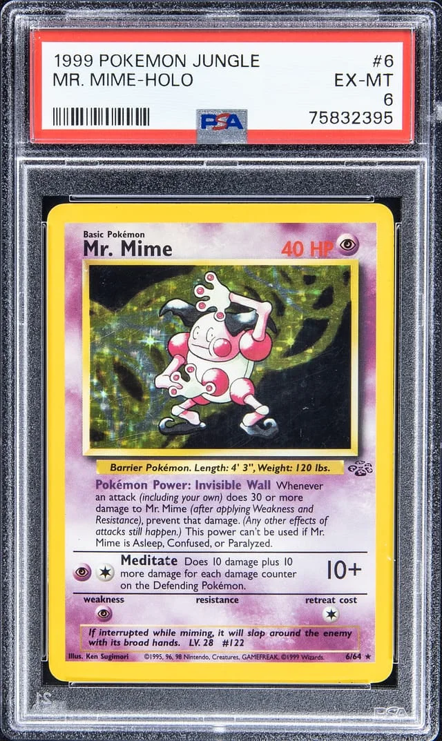 1999 Pokemon Jungle Holofoil Mr. Mime #6 card image