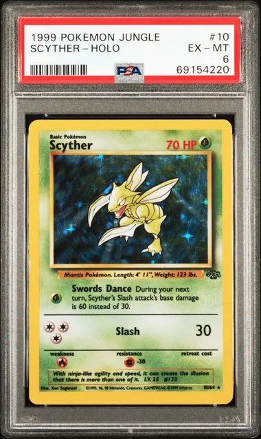 1999 Pokemon Jungle Holofoil Scyther #10 card image