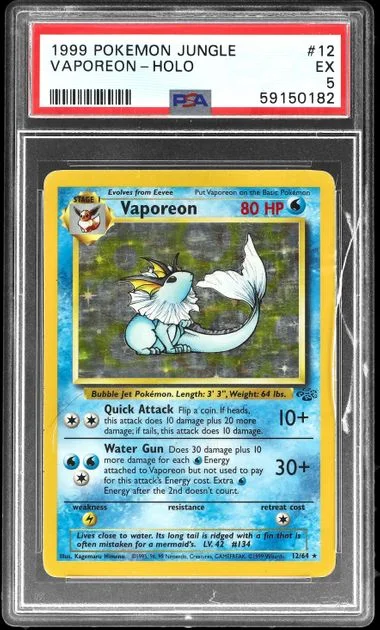 1999 Pokemon Jungle Holofoil Vaporeon #12 card image