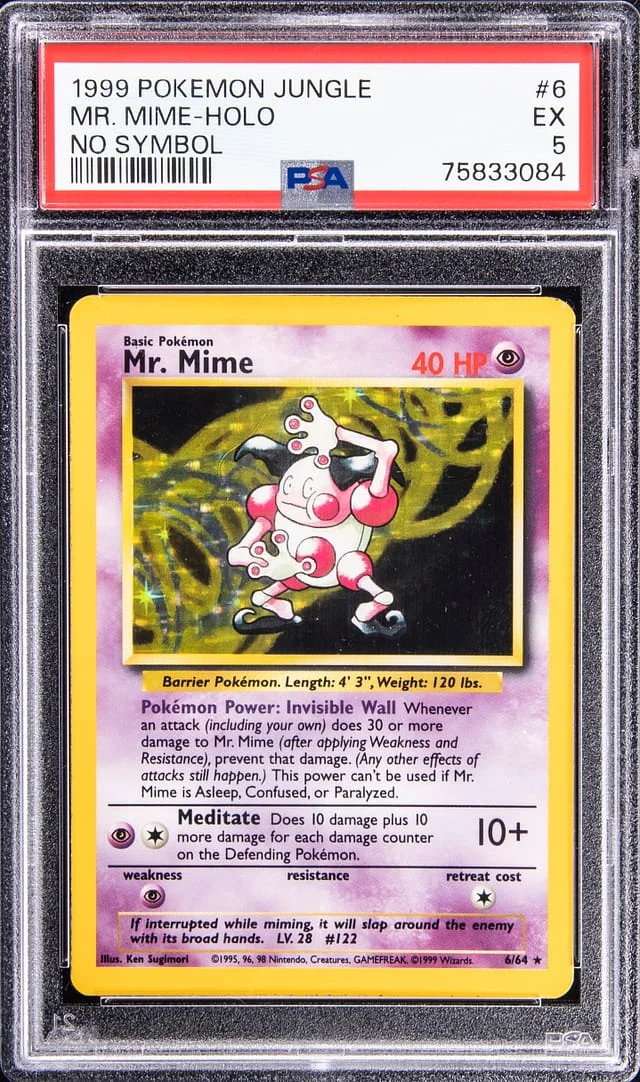 1999 Pokemon Jungle No Symbol Rare Holofoil Mr. Mime #6 card image