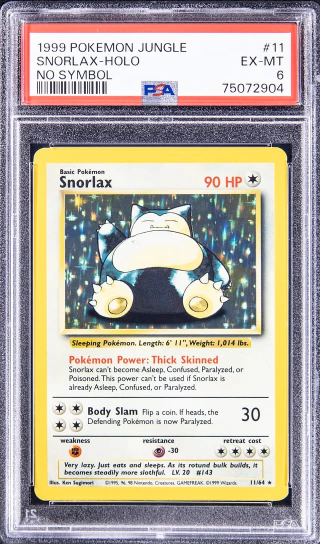 1999 Pokemon Jungle No Symbol Rare Holofoil Snorlax #11 card image