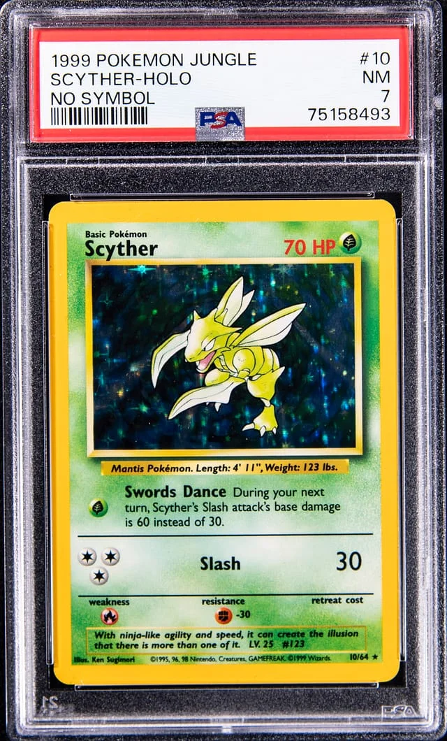 1999 Pokemon Jungle No Symbol Scyther Holo #10 card image