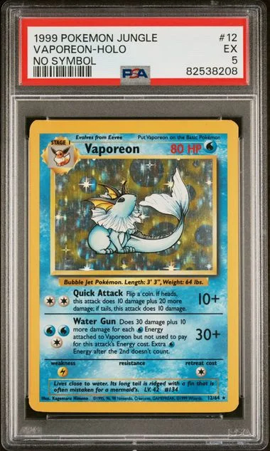 1999 Pokemon Jungle No Symbol Vaporeon Holo #12 card image
