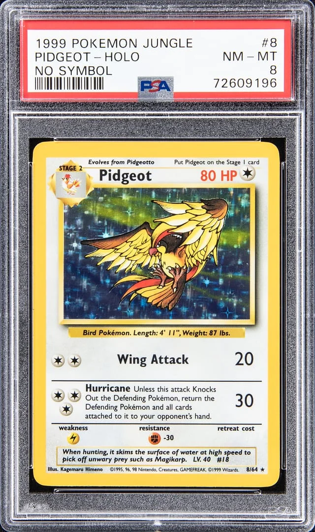 1999 Pokemon Jungle Pidgeot Holo, No Symbol #8 card image