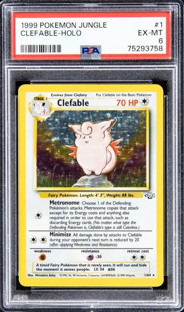 1999 Pokemon Jungle Rare Holofoil Clefable #1 card image