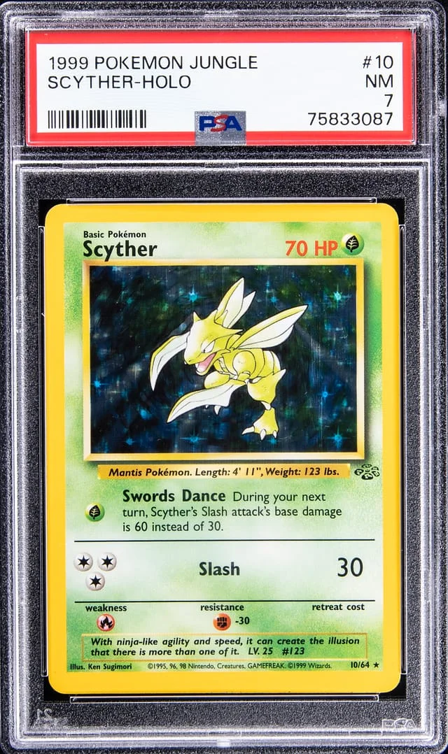 1999 Pokemon Jungle Rare Holofoil Scyther #10 card image
