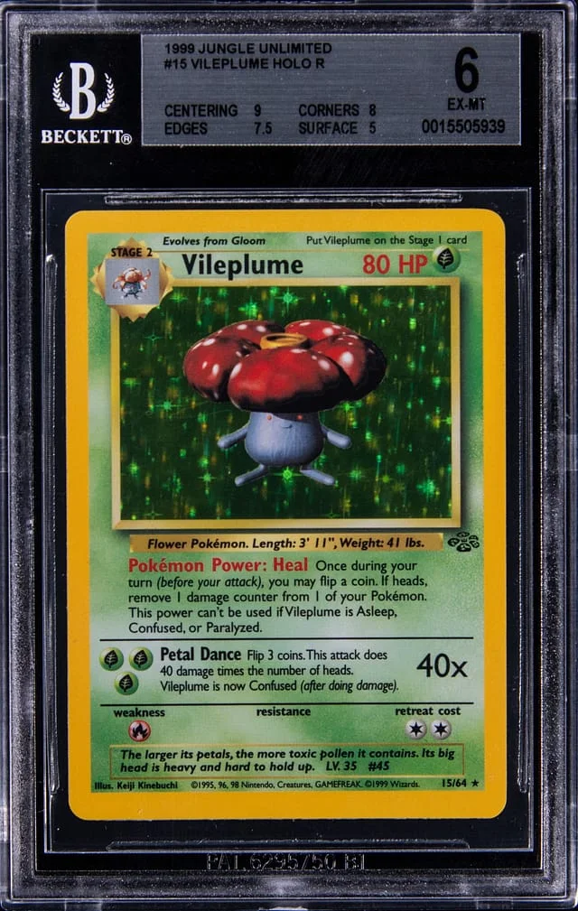 1999 Pokemon Jungle Unlimited Holo R Vileplume #15 card image