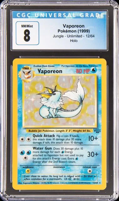 1999 Pokemon Jungle Unlimited Holofoil Vaporeon #12 card image