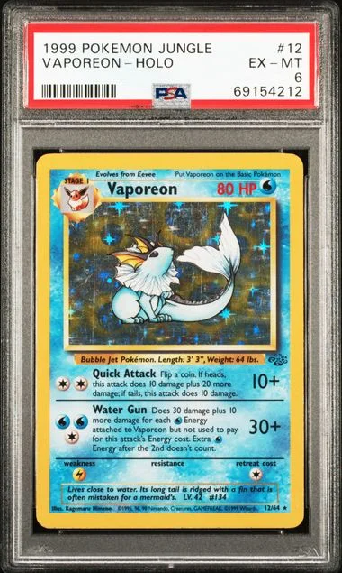 1999 Pokemon Jungle Vaporeon Holo #12 card image