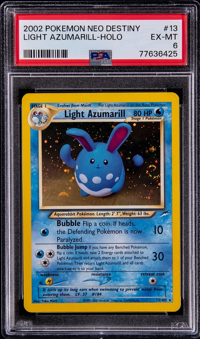 1999 Pokemon Neo Destiny Rare Holofoil Light Azumarill #13 card image