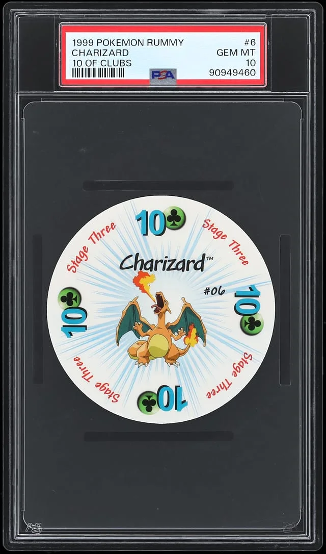 1999 Pokemon Rummy 10 of Clubs Charizard #6 card image