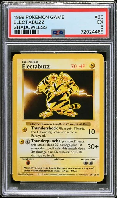 1999 Pokemon Shadowless Electabuzz #20 card image