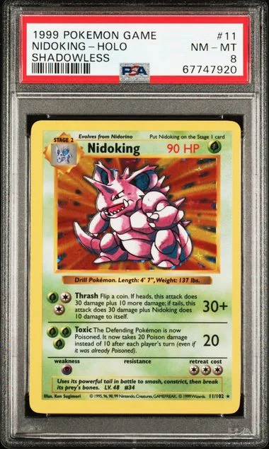 1999 Pokemon Shadowless Holofoil Nidoking #11 card image