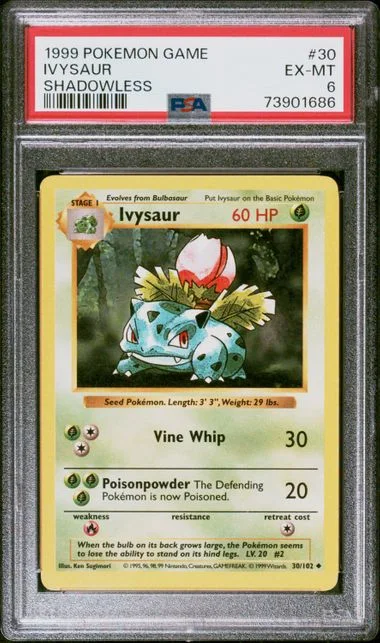 1999 Pokemon Shadowless Ivysaur #30 card image
