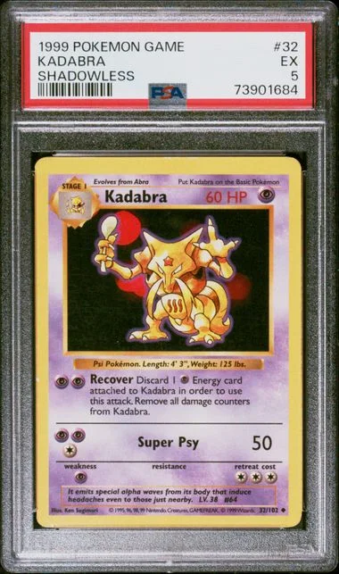 1999 Pokemon Shadowless Kadabra #32 card image