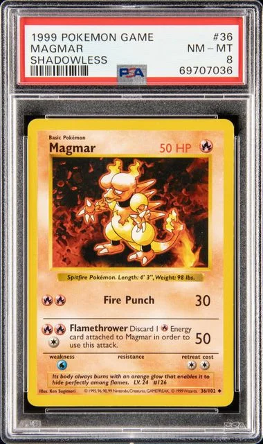 1999 Pokemon Shadowless Magmar #36 card image