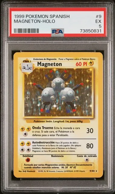 1999 Pokemon Spanish Rare Holofoil Magneton #9 card image