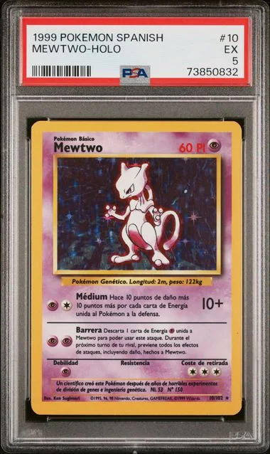 1999 Pokemon Spanish Rare Holofoil Mewtwo #10 card image