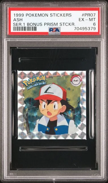 1999 Pokemon Stickers Series 1 Bonus Prism Stickers Ash #Pr07 card image