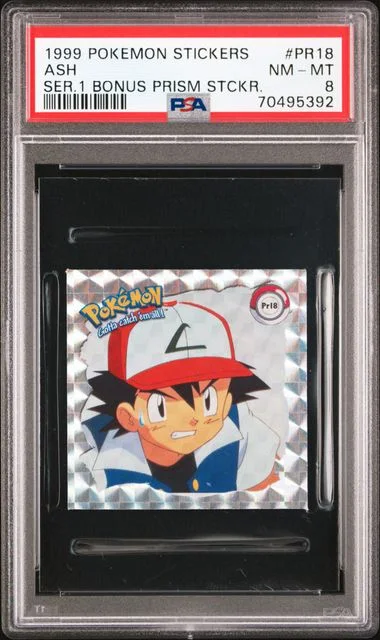 1999 Pokemon Stickers Series 1 Bonus Prism Stickers Ash #PR18 card image