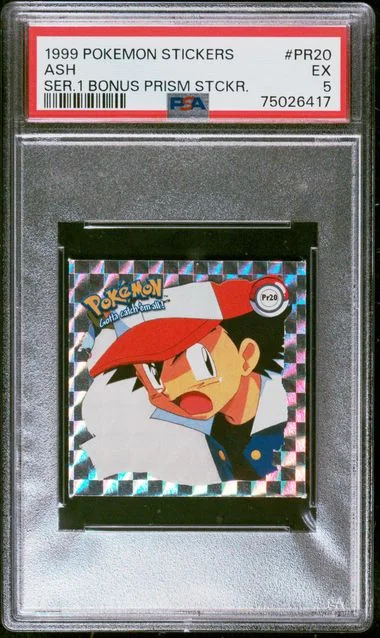 1999 Pokemon Stickers Series 1 Bonus Prism Stickers Ash #PR20 card image