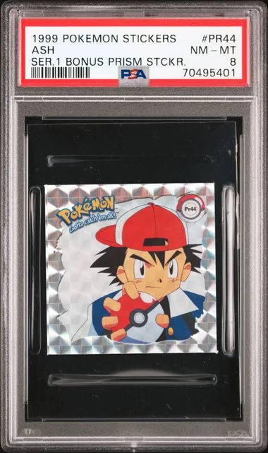 1999 Pokemon Stickers Series 1 Bonus Prism Stickers Ash #PR44 card image