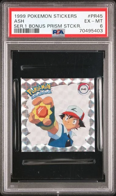 1999 Pokemon Stickers Series 1 Bonus Prism Stickers Ash #Pr45 card image