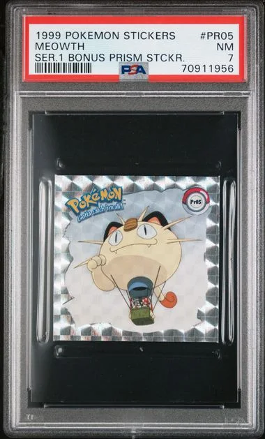 1999 Pokemon Stickers Series 1 Bonus Prism Stickers Meowth #Pr05 card image