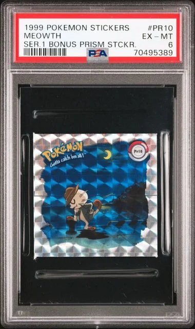 1999 Pokemon Stickers Series 1 Bonus Prism Stickers Meowth #Pr10 card image