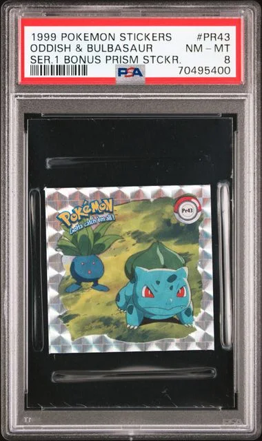 1999 Pokemon Stickers Series 1 Bonus Prism Stickers Oddish & Bulbasaur #PR43 card image