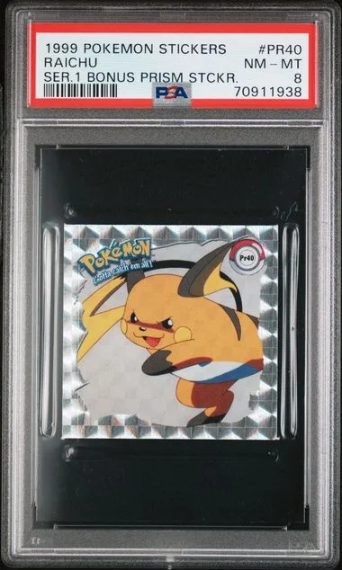 1999 Pokemon Stickers Series 1 Bonus Prism Stickers Raichu #PR40 card image