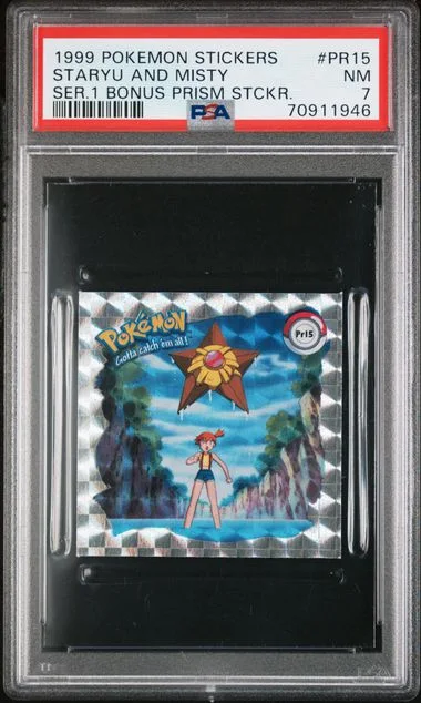 1999 Pokemon Stickers Series 1 Bonus Prism Stickers Staryu And Misty #Pr15 card image