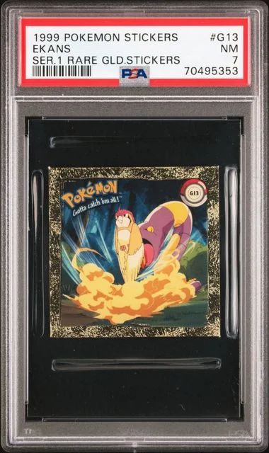 1999 Pokemon Stickers Series 1 Rare Gold Stickers Ekans #G13 card image