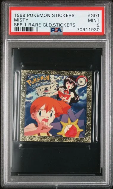 1999 Pokemon Stickers Series 1 Rare Gold Stickers Misty #G01 card image