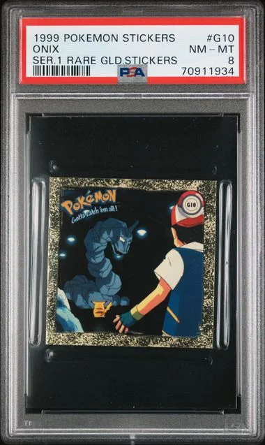 1999 Pokemon Stickers Series 1 Rare Gold Stickers Onix #G10 card image