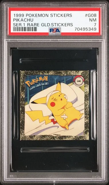 1999 Pokemon Stickers Series 1 Rare Gold Stickers Pikachu #G08 card image
