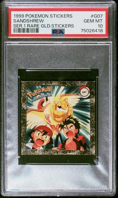 1999 Pokemon Stickers Series 1 Rare Gold Stickers Sandshrew #G07 card image