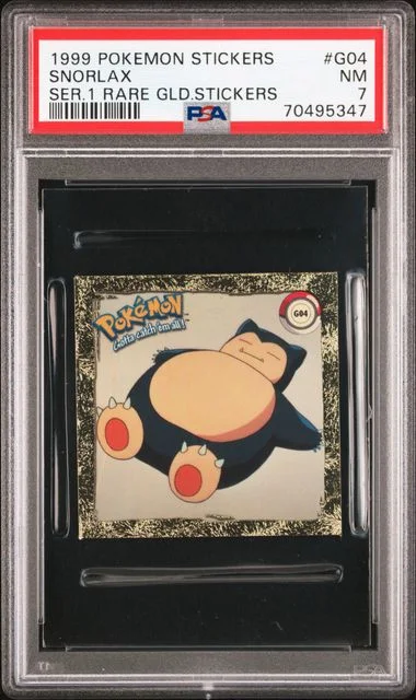 1999 Pokemon Stickers Series 1 Rare Gold Stickers Snorlax #G04 card image