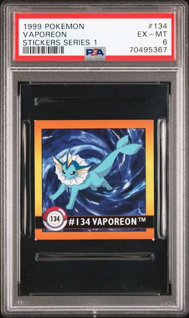 1999 Pokemon Stickers Series 1 Vaporeon #134 card image