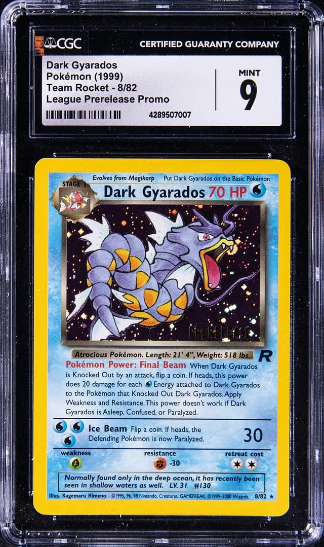 1999 Pokemon Team Rocket League Prerelease Promo Holofoil Dark Gyarados #8 card image