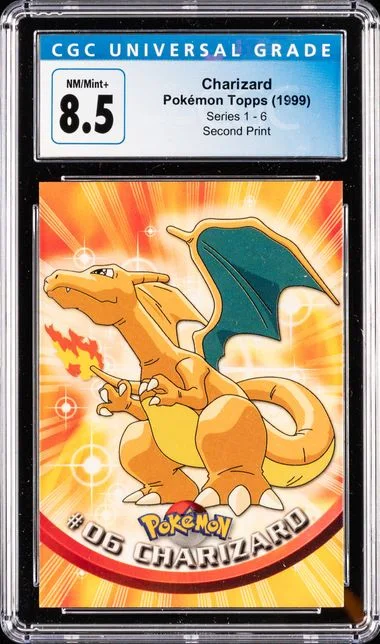 1999 Pokemon Topps Series 1 Second Print Charizard #6 card image