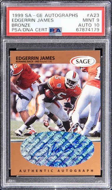 1999 Sa-Ge Autographs Bronze Edgerrin James #A23 card image
